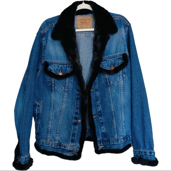 Custom One of a Kind Levi’s Trucker Jacket Fur Trim